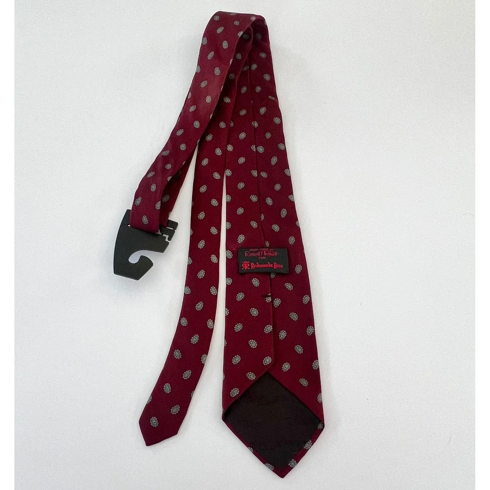 Robert Talbott Redwoode Ross Mens Silk Tie Burgundy Paisley Medallion Hand Sewn
